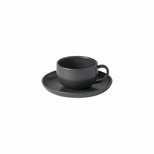 Tea cup with saucer 0.2L, PACIFICA, gray (dark)|Casafina