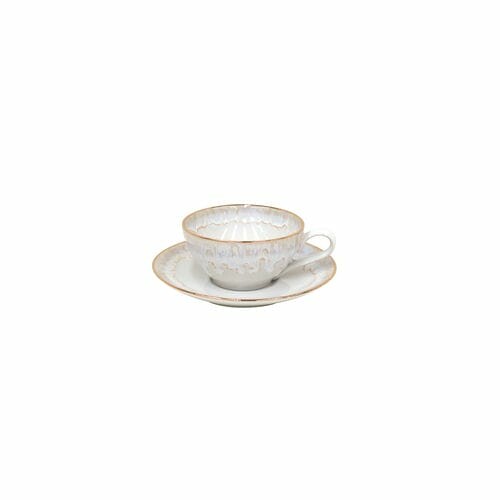 Tea cup with saucer 0.2L, TAORMINA, white|gold|Casafina