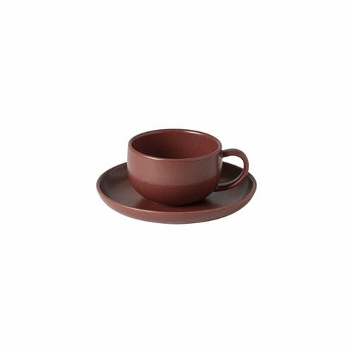 Tea cup with saucer 0.2L, PACIFICA, red (cayenne)|Casafina