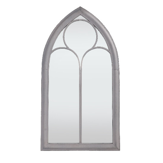 Zrcadlo s vitráží CHURCH, bílá, patina, 61x5x112 cm|Esschert Design