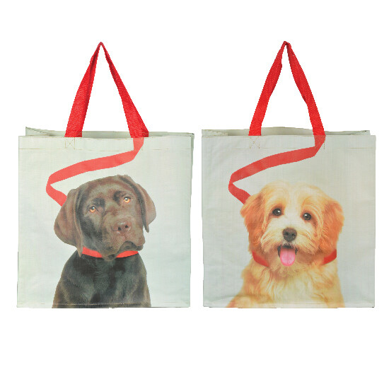 Torba na zakupy Pies na smyczy, opakowanie zawiera 2 sztuki!|Esschert Design