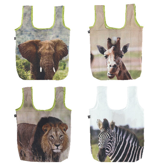 Nákupná taška s africkými zvieratami, 36 x 5,5 x 36 cm, balenie obsahuje 4 kusy!|Esschert Design