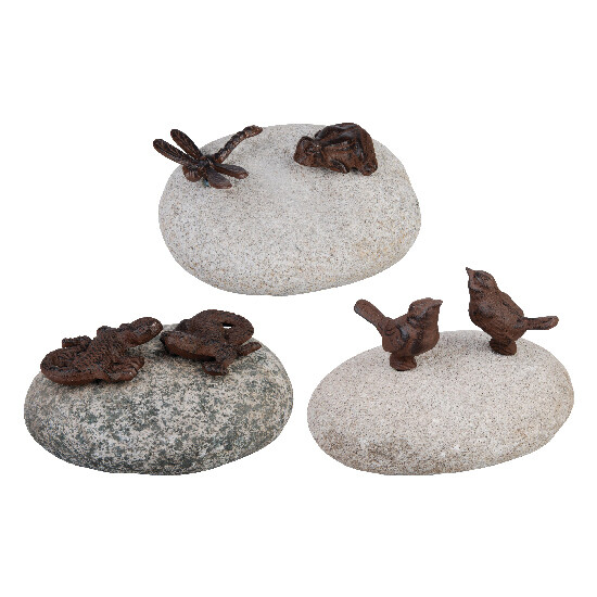 Dvě zvířátka na kameni, balení obsahuje 3 kusy!|Esschert Design