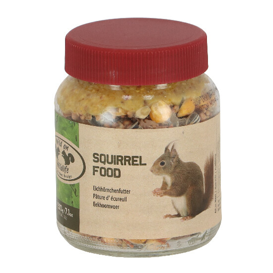 Kŕmenie pre veveričky v uzatvárateľnej dóze, možnosť vloženia priamo do kŕmidla pre veveričky, 8 x 8 x 10 cm|Esschert Design