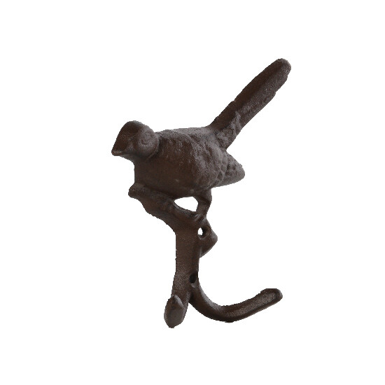 Double hook BIRD, cast iron, 14x4x15cm, brown (SALE)|Esschert Design
