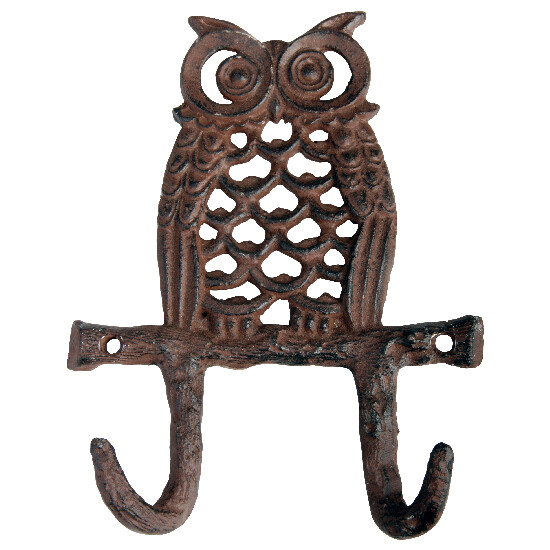 Owl double hook, cast iron, 13.5 x 3 x 17 cm (SALE)|Esschert Design