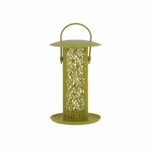 Bird feeder CHIFFCHAFF, hanging on nuts, with base, 14x14x27cm, green|Esschert Design