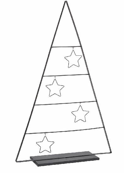 Stromček kovový s hviezdami, čierna, 45x12x69,5* (DOPREDAJ)|Ego Dekor