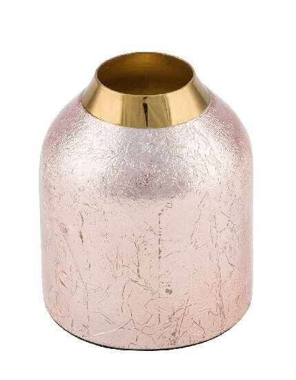 Váza kovová, růžová, pr. 8cm (DOPRODEJ)|Ego Dekor