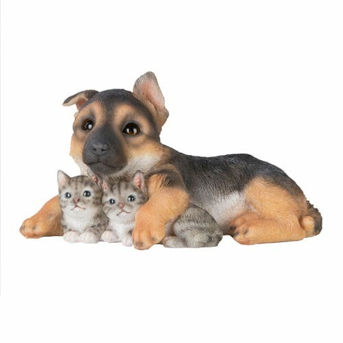 Zvířátka a postavy OUTDOOR "TRUE TO NATURE" Štěně a 2 koťata v objetí 22x12x12cm (DOPRODEJ)|Esschert Design