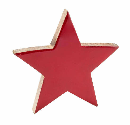 Star, mango wood, red, 18x18x3cm (SALE)|Ego Dekor