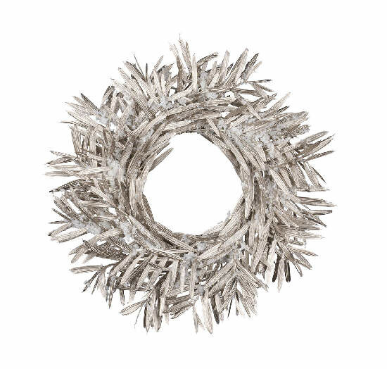 Wreath with leaves, silver, dia. 30cm * (SALE)|Ego Decor