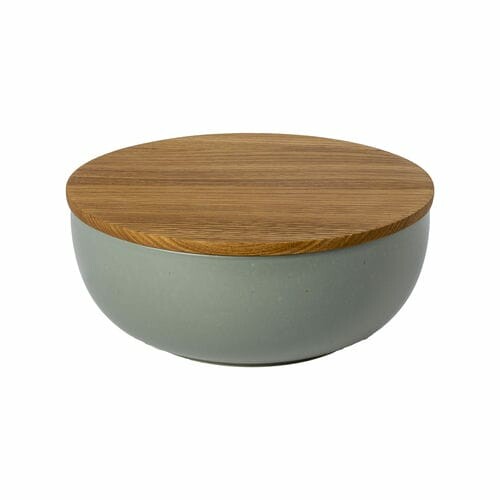 Salad bowl|serving with oak. with lid 25cm|3L, PACIFICA, green (artich.)|Casafina