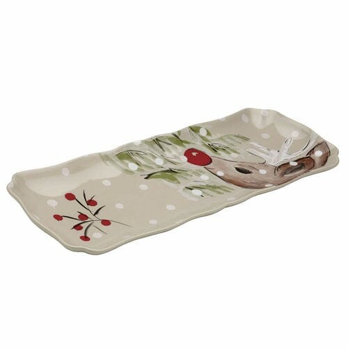 Tray|tray 45x17cm, DEER FRIENDS, white|Linen (SALE)|Casafina