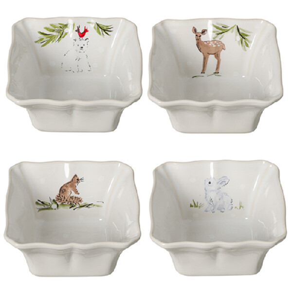 Miska zapékací 12cm|0,36L, DEER FRIENDS, bílá, set 4ks (DOPRODEJ)|Casafina