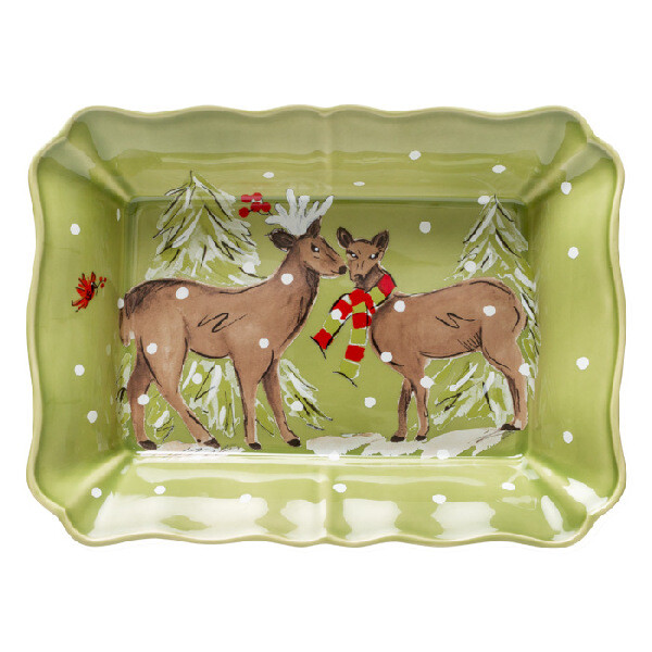 Mísa zapékací 36x26cm, DEER FRIENDS, zelená (DOPRODEJ)|Casafina