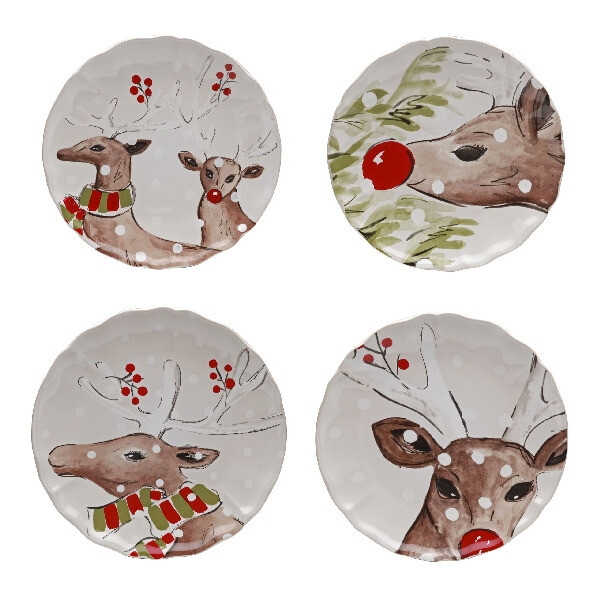 Talíř 21cm, DEER FRIENDS, bílá, set 4ks|Casafina