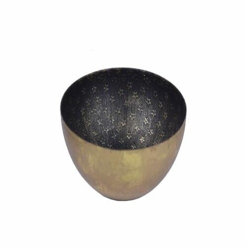 Gold bowl with black interior, 14 cm, gold patina|Ego Dekor