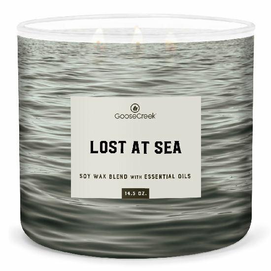 KOLEKCJA MĘSKA świeca 0,41 KG LOST AT SEA, aromatyczna w słoiku, 3 knoty|Goose Creek
