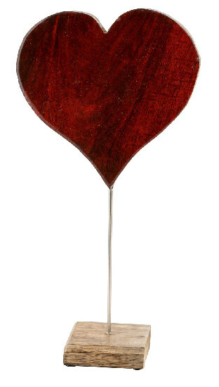 Srdce na stojane, drevo, červená, 23x22x2, 5cm (DOPREDAJ)|Ego Dekor