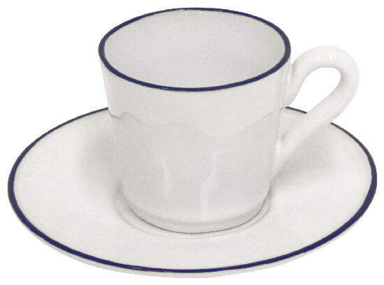 ED Coffee cup with saucer 0.08L, BEJA, white&blue|Costa Nova