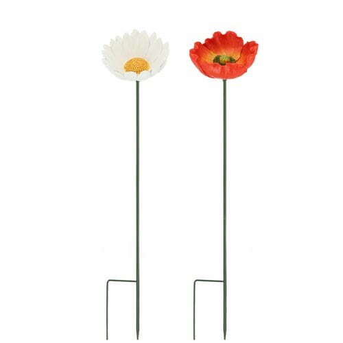 Zápich Květina OUTDOOR, kopretina(č.1)/mák(č.2), 111cm|Esschert Design