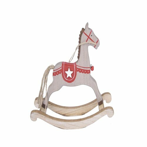 Rocking horse decoration, white/red, 27.5x24x6 cm, package contains 2 pieces!|Ego Dekor