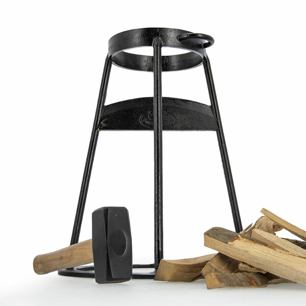 Wood splitting stand with stick, carbon steel, height 46cm, including rubber mallet!|Esschert Design