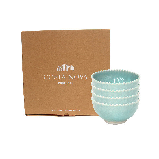 Bowl 16cm, PEARLAQUA, blue (turquoise), set of 4 (SALE)|Costa Nova