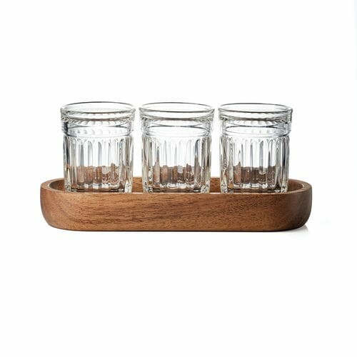 Glass|bowl (3 pcs) with wooden coaster 0.3L, DELICE APERO, clear, GIFT PACKAGE|La Rochere