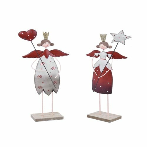 Angel decoration with a star/heart on a base, red/white, 13x37x5.5cm, package contains 2 pieces!|Ego Dekor