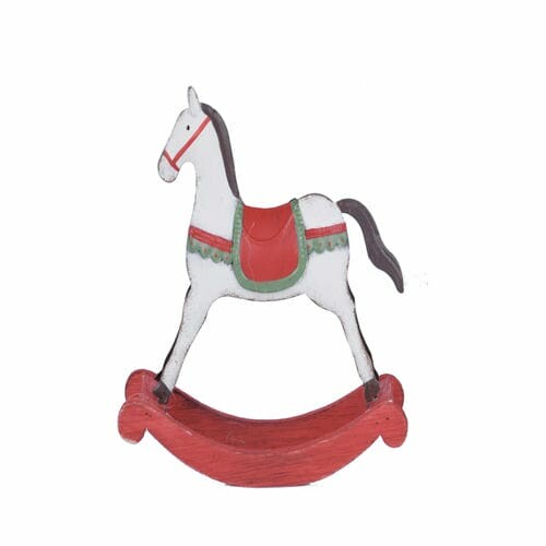 Rocking horse decoration, white, 15x14.5x4.5cm, pc|Ego Dekor