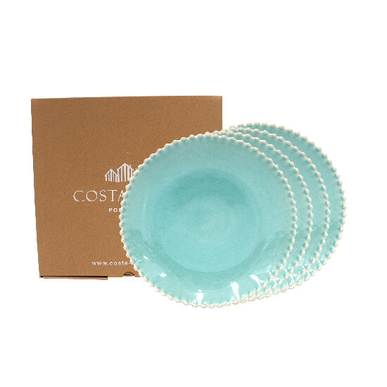 Soup plate|for pasta 28cm, PEARLAQUA, blue (turquoise), set of 4 (SALE)|Costa Nova