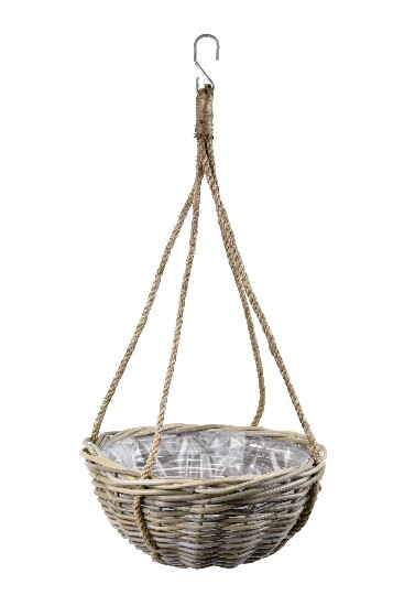 Hanging basket with rope and hook, gray, St (SALE)|Van Der Leeden 1915