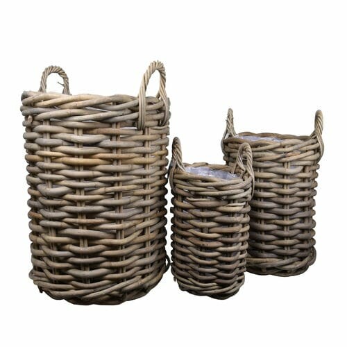 Basket with handles, grey, diameter 65x55cm, S3|Van Der Leeden 1915