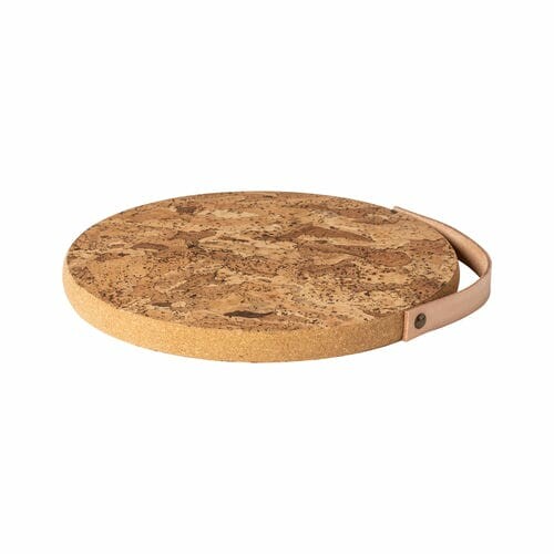 Cork mat with leather ear diameter 25cm, CORK COLLECTION, natural|Casafina