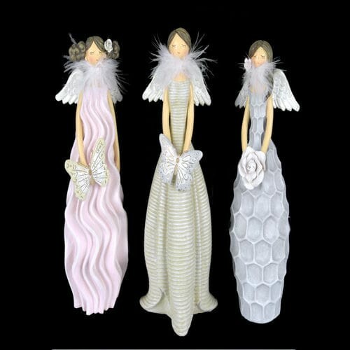 Decoration angel girl beige/blue/pink, 10x27x8cm, package contains 3 pieces!|Ego Dekor