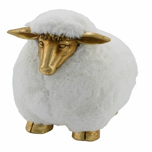 Decoration Sheep, gold/white, 23x30x33cm (SALE)|Ego Dekor