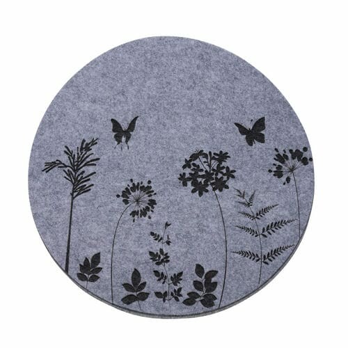 Tablecloth Meadow grass, oval, felt, gray/black, 38x38x0.8cm (SALE)|Ego Dekor