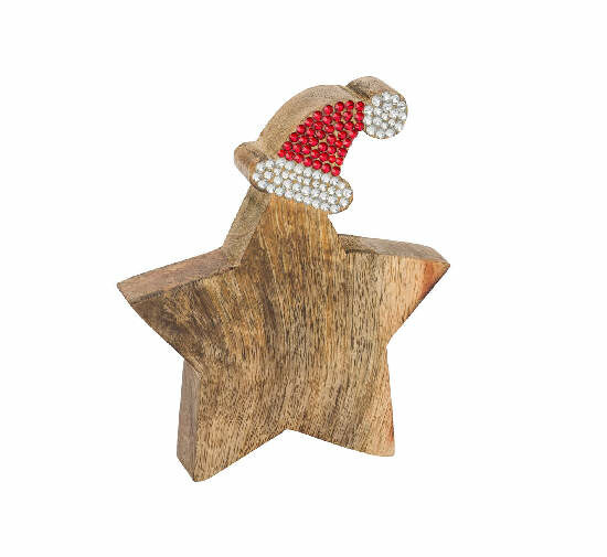 Star with a red cap, 15x13x2.5cm (SALE)|Ego Dekor