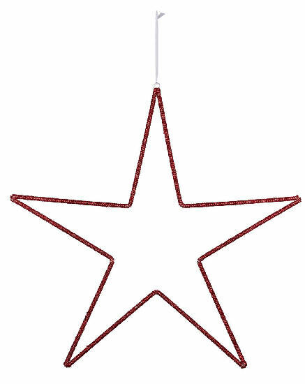 Zasłona gwiazda z koralikami, czerwona, 100x100x1cm (WYPRZEDAŻ)|Ego Dekor