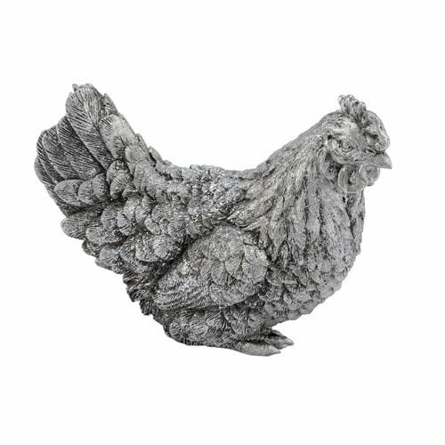 Hen figurine, silver, 16.5x8.5x14cm (SALE)|Ego Dekor