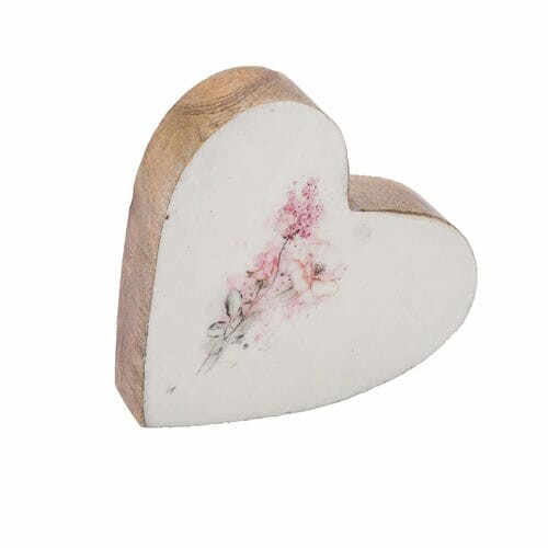 Romantyczna dekoracja serce, mango, naturalny/różowy/biały, 12x3x11,5cm (WYPRZEDAŻ)|Ego Dekor