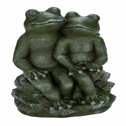 Frog - pair on Magnesia stone, green, 24x17x38cm (SALE)|Ego Dekor