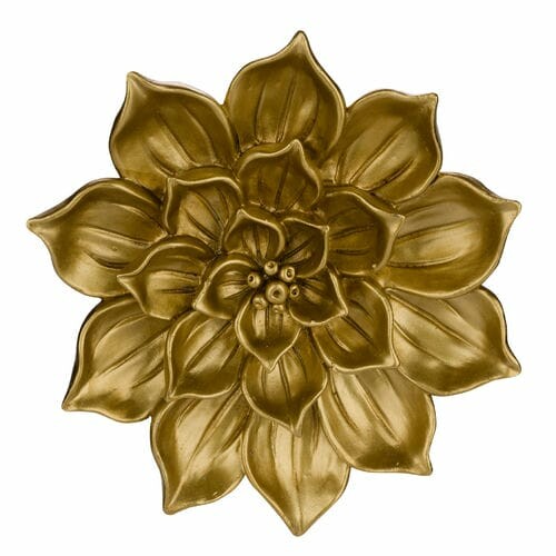 Dekorácia nástenná Divoký kvet, zlatá, 14,5x14,5x2,5cm (DOPREDAJ)|Ego Dekor