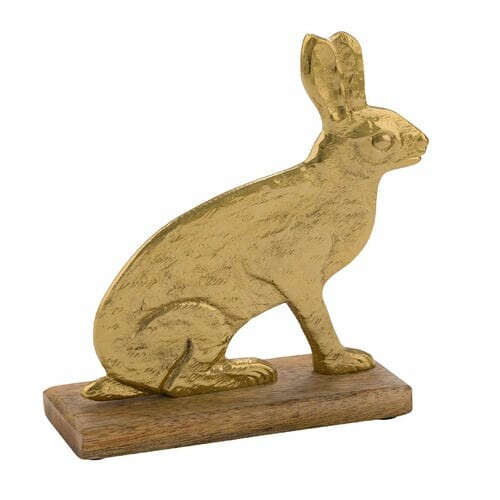 Decoration HARE, aluminium, gold, 11.4x5x16.5cm (SALE)|Ego Dekor