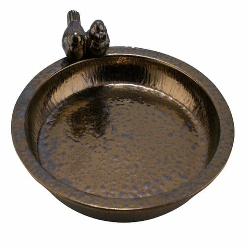 Pítko pre vtáky s vtáčikmi, keramika, bronzová, 33x33x5, 5cm (DOPREDAJ)|Ego Dekor