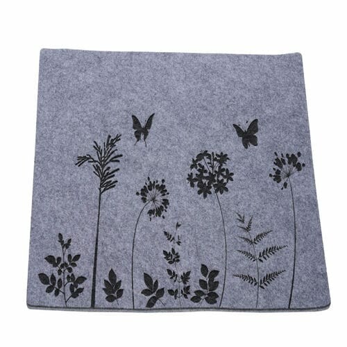 Tablecloth Meadow grass, felt, gray/black, 38x38x0.8cm (SALE)|Ego Dekor