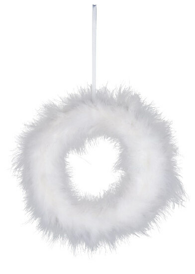 Feather wreath, white, 27x4cm (SALE)|Ego Dekor