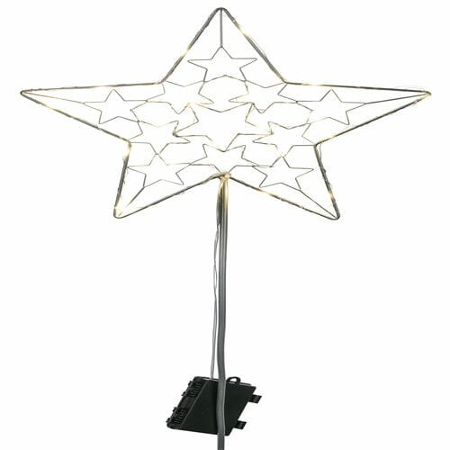 Zápich hviezda, LED OUTDOOR, 30LED, strieborná, batéria 3xAA, 70x70cm|Ego Dekor